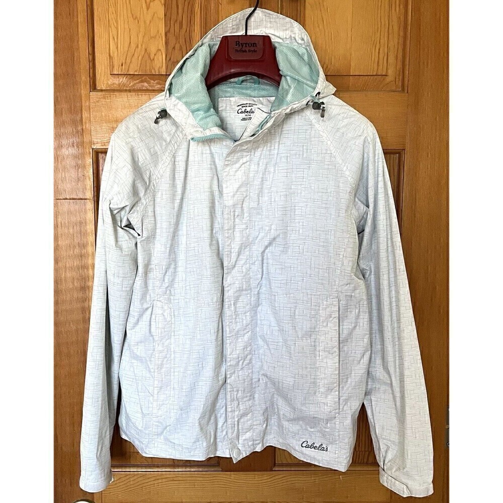 Cabelas Women Jacket Size M White Gray Windbreaker Full Zip Spring Summer Fall